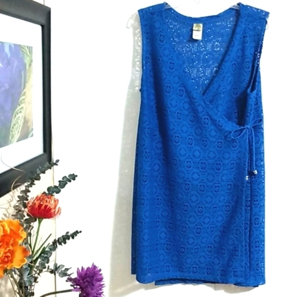 ISLANDER ROYAL BLUE MESH SWIMSUIT COVERUP SZ LARGE - Picture 9 of 10